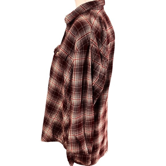 NWOT Gap Women Burgundy Plaid Flannel Button Down Shirt Cotton Oversized Size L - Picture 3 of 5